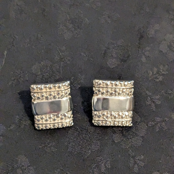 925 Sterling Silver Jewelry - Chic 925 Solid Sterling Silver Textured Earrings